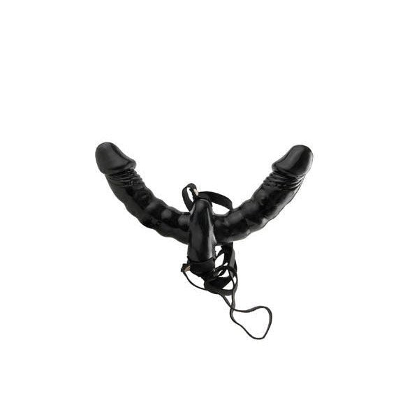 Fetish fantasy series - vibrating double-delight strap-on - Product side view  | Flirtybay.com.au