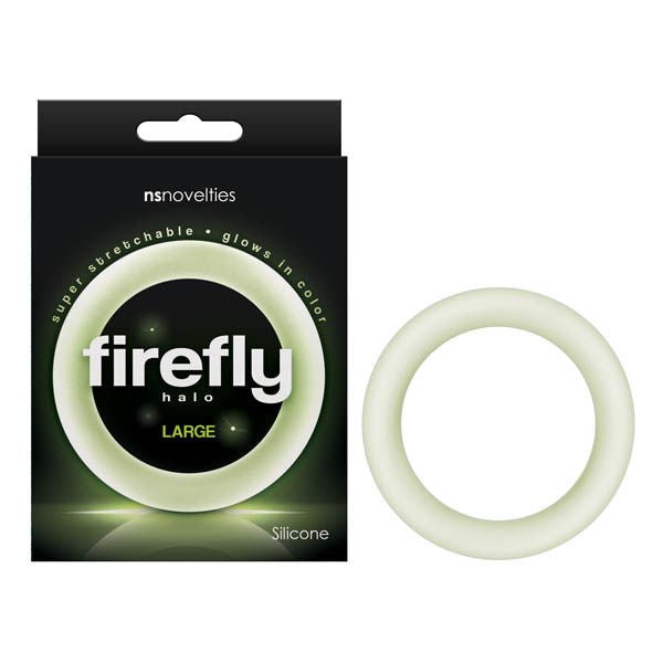 Firefly halo cock ring large, clear, front view and box view | Flirtybay.com.au