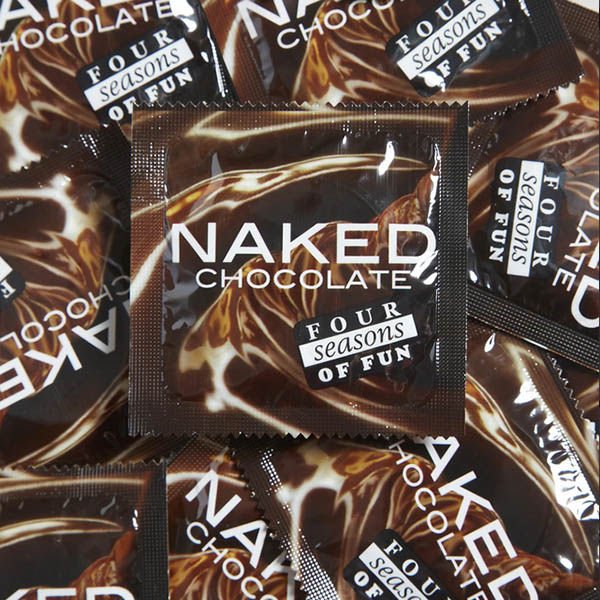 Four seasons - naked chocolate condoms -  box front view | Flirtybay.com.au