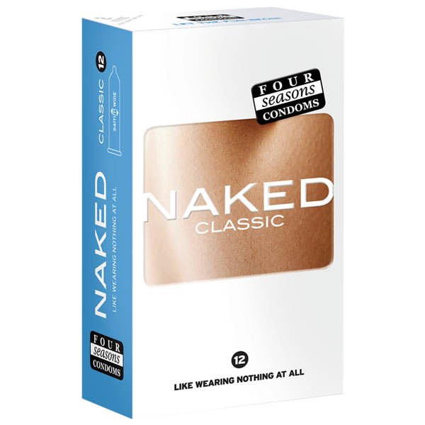 Four seasons - naked classic - 12 pack condoms -  box front view | Flirtybay.com.au