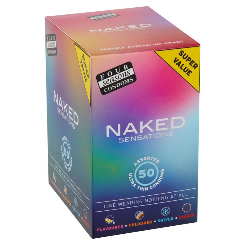 Four seasons - naked sensations - condoms -  box front view | Flirtybay.com.au