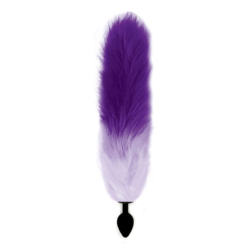 Foxy Fox Tail Silicone Butt Plug Purple And White Front View | Flirtybay.com.au