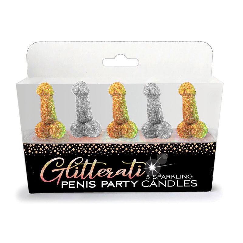 Glitterati - penis party candles -  box front view | Flirtybay.com.au