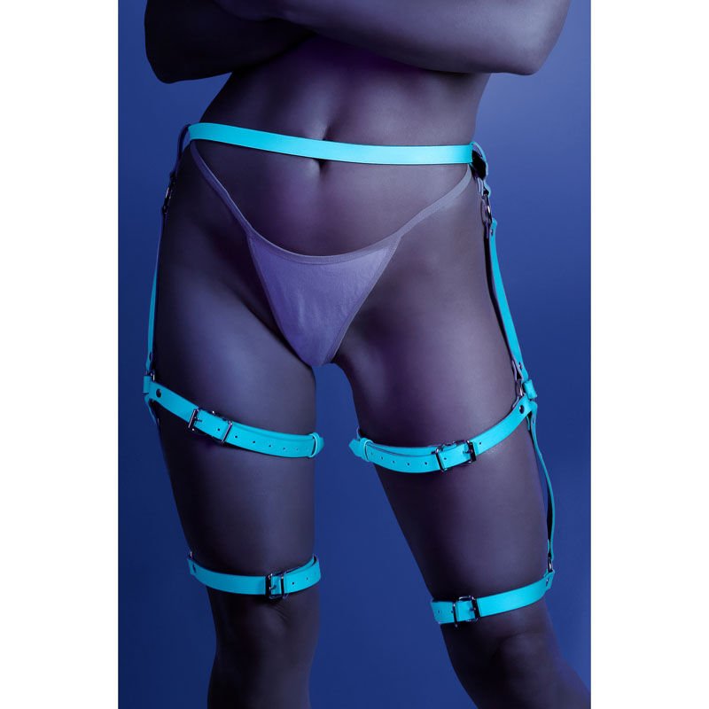 Glow - buckle leg harness - Product front view  | Flirtybay.com.au