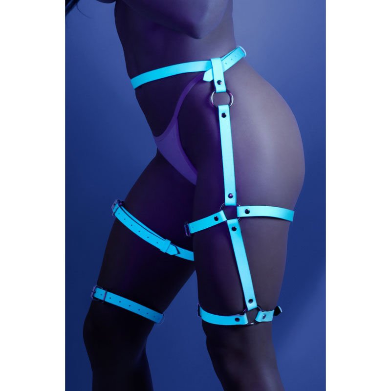 Glow - buckle leg harness - Product side view  | Flirtybay.com.au
