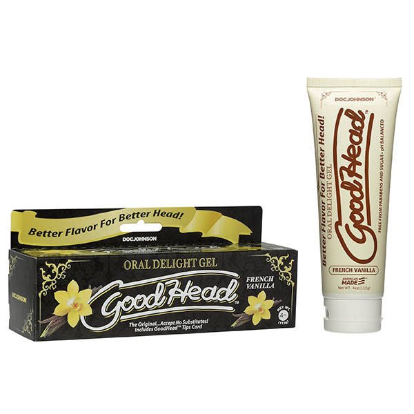 Goodhead oral delight gel - vanilla - Product front view and box front view | Flirtybay.com.au