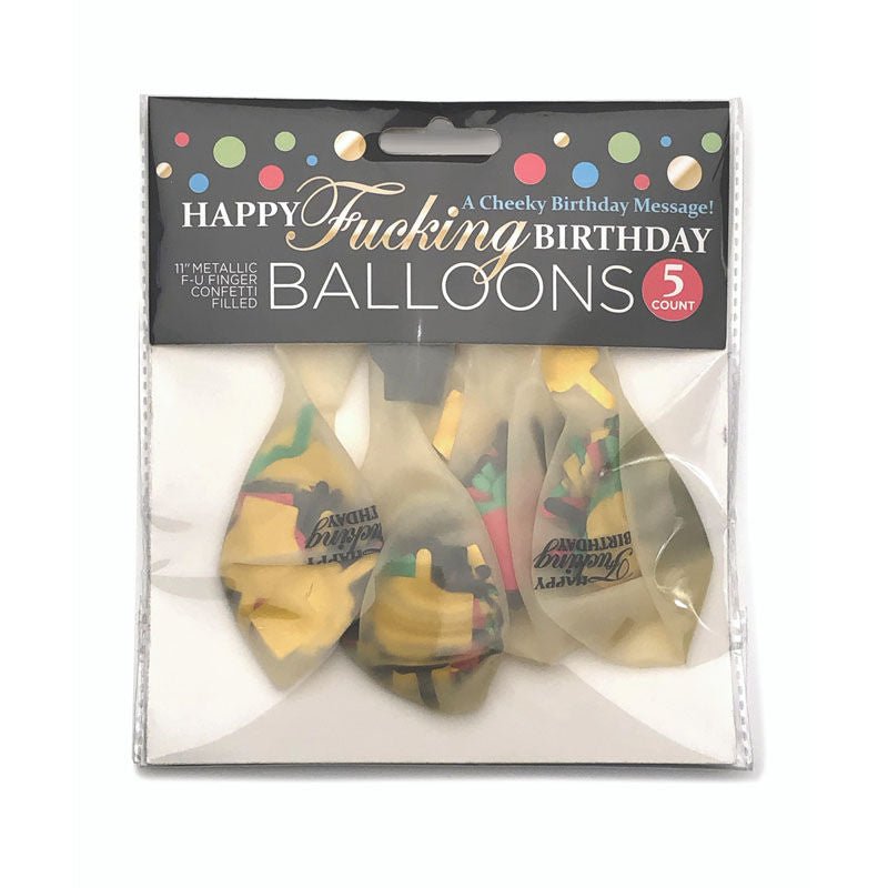 Happy fucking birthday confetti balloons - Product front view and box front view | Flirtybay.com.au