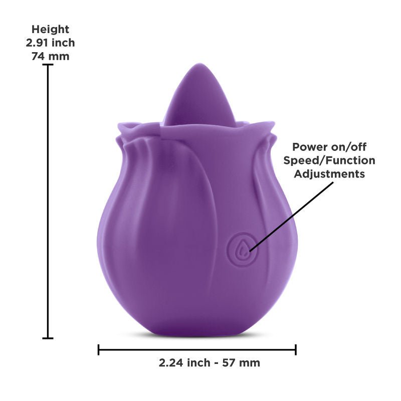 Inya the kiss clitoral stimulator, purple, front view with details | Flirtybay.com.au