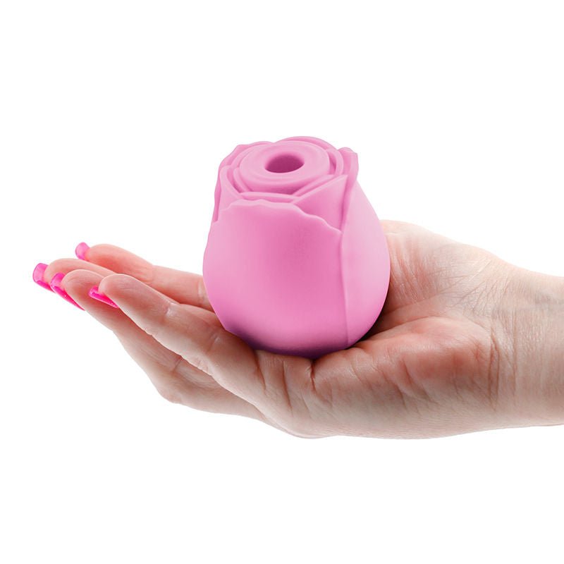 Inya the rose clitoral air pulsing vibrator, pink, side view | Flirtybay.com.au