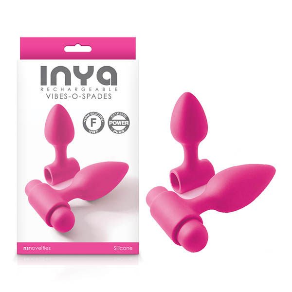 Inya -  vibes-o-spades - vibrating butt plug - Product front view and box front view | Flirtybay.com.au