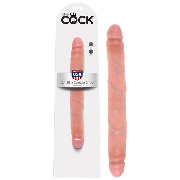 King cock - 12'' slim double dildo - Product front view and box front view | Flirtybay.com.au