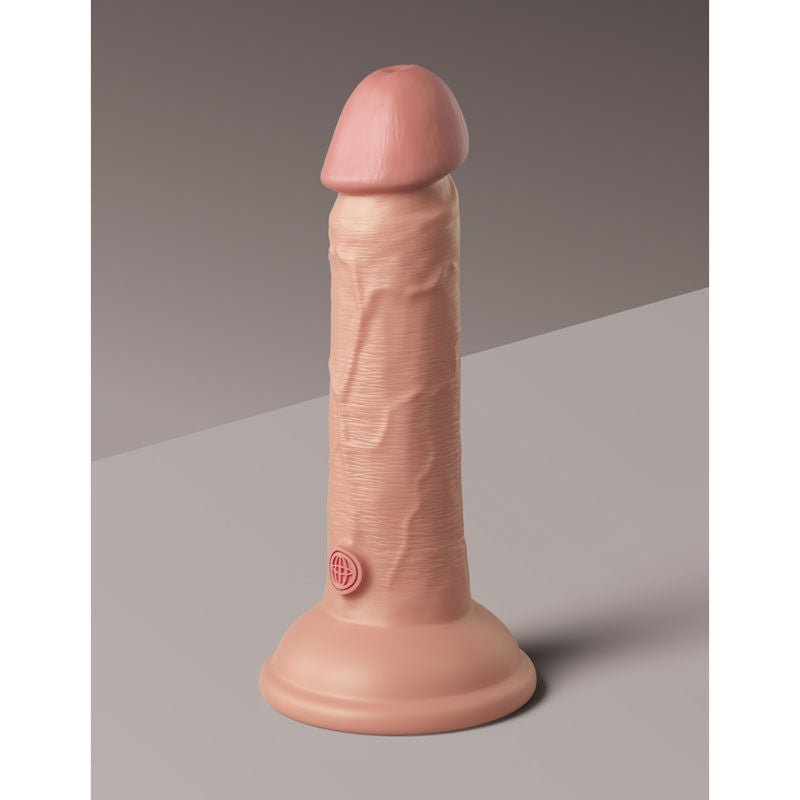 King cock - elite 6'' vibrating dual density dildo - flesh - Product side view  | Flirtybay.com.au