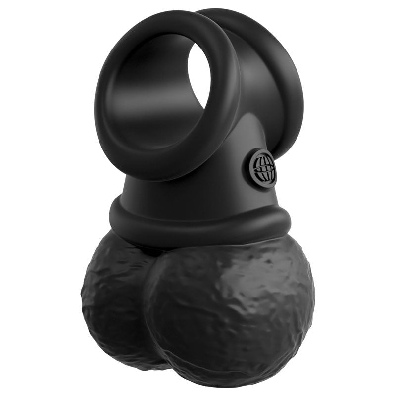 King cock - elite the crown jewels vibrating silicone balls - cock ring - Product side view  | Flirtybay.com.au