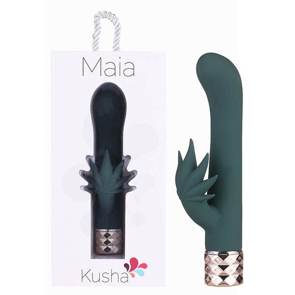 Maia kusha - rabbit vibrator - Product front view and box front view | Flirtybay.com.au