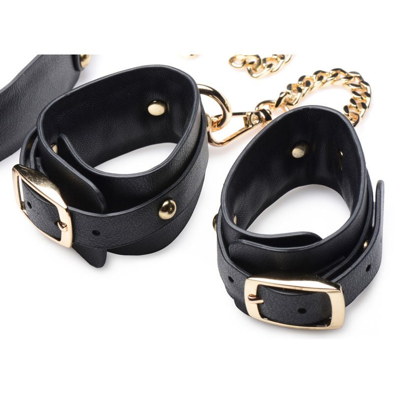 Master series golden submission - bdsm set - focus on the handcuffs, Product front view  | Flirtybay.com.au