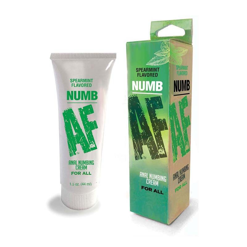 Numb af - anal numbing cream - mint flavor, Product front view and box front view | Flirtybay.com.au