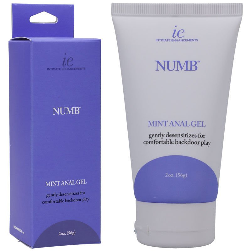 Numb - anal desensitising gel - mint - Product front view and box front view | Flirtybay.com.au