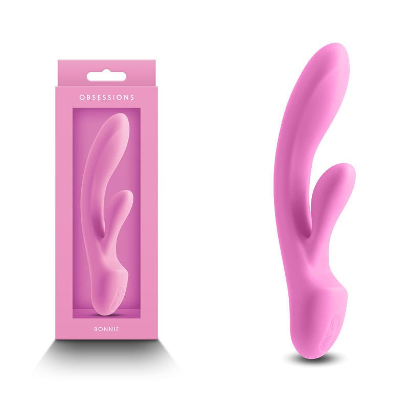 Obsessions - bonnie rabbit vibrator - Light-Pink, Product front view and box front view | Flirtybay.com.au