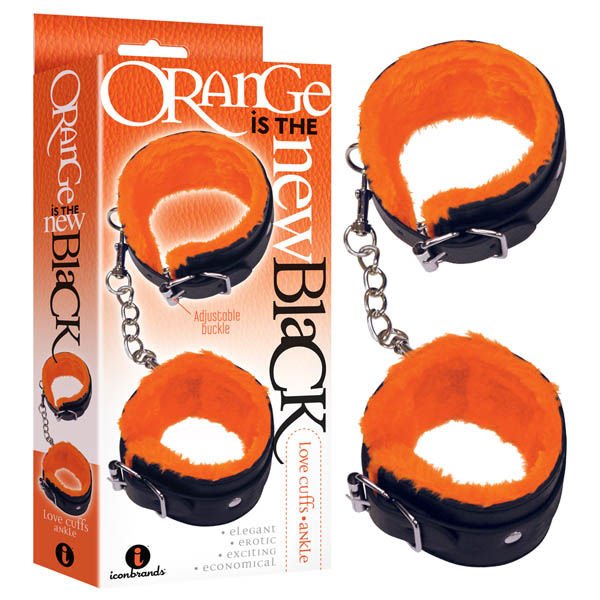 Orange is the new black - love cuffs - ankle - Product front view and box front view | Flirtybay.com.au