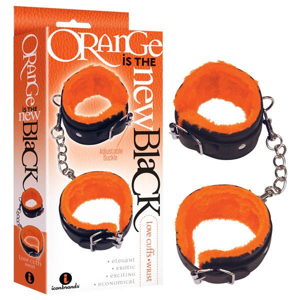 Orange is the new black - love cuffs - wrist - Product front view and box front view | Flirtybay.com.au