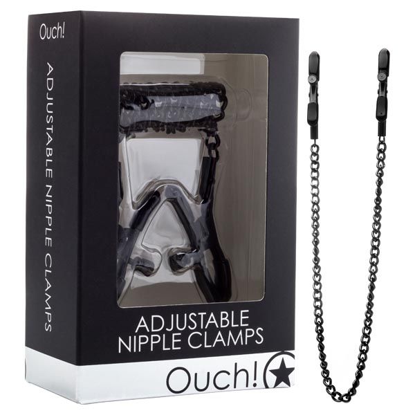 Ouch - adjustable nipple clamps - Product front view and box front view | Flirtybay.com.au