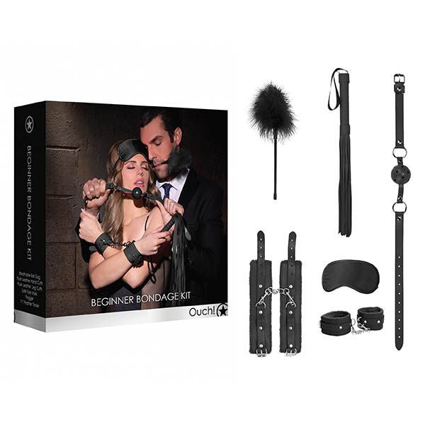 Ouch! - beginners bondage kit - Product front view and box front view | Flirtybay.com.au