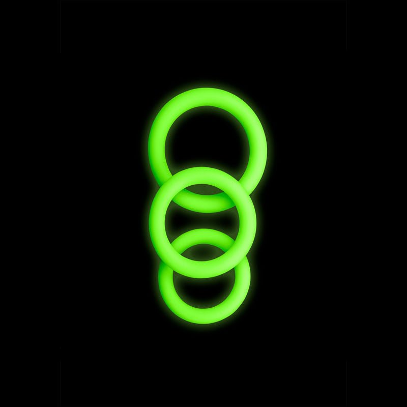 Ouch! glow in the dark cock ring set - Product front view  | Flirtybay.com.au
