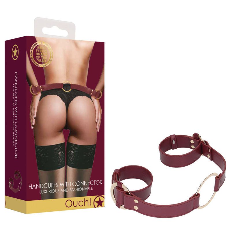 Ouch! halo - handcuff with connector - Product front view and box side view | Flirtybay.com.au