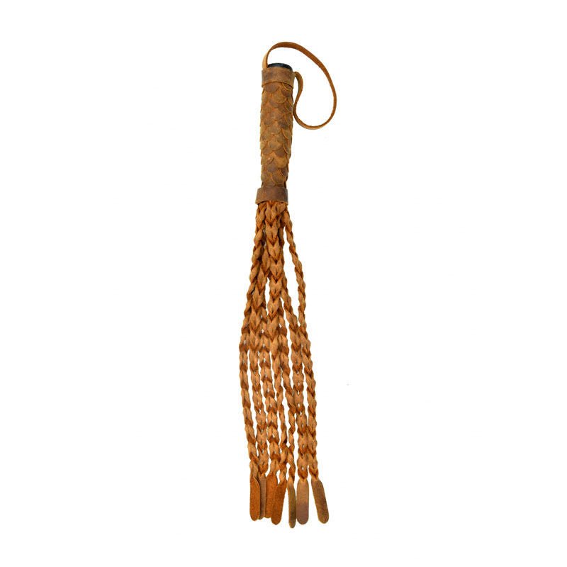 Ouch! italian leather 7" braided tails - flogger - Product front view  | Flirtybay.com.au