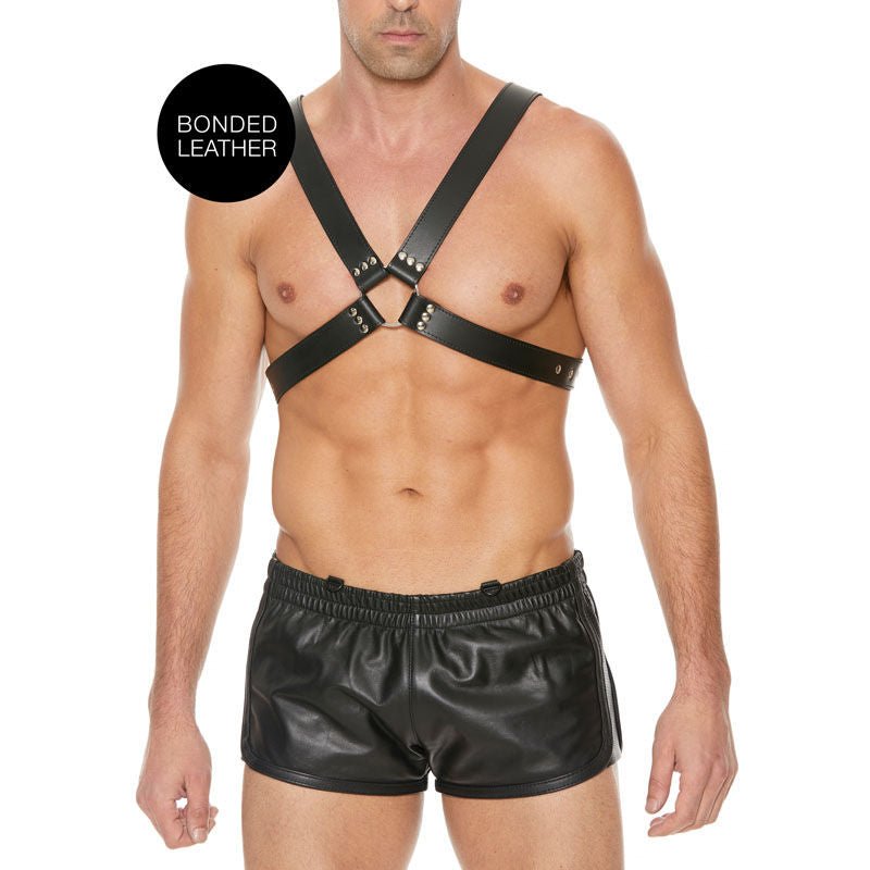 Ouch! men's large buckle harness - Product front view  | Flirtybay.com.au