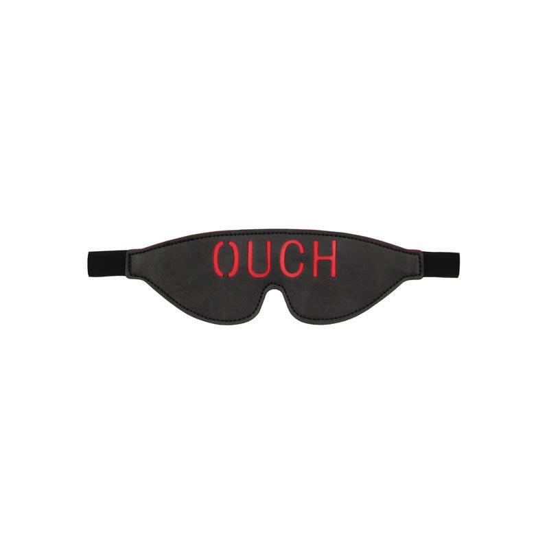 Ouch!  & white bonded leather eye-mask ''ouch'' - Product front view  | Flirtybay.com.au