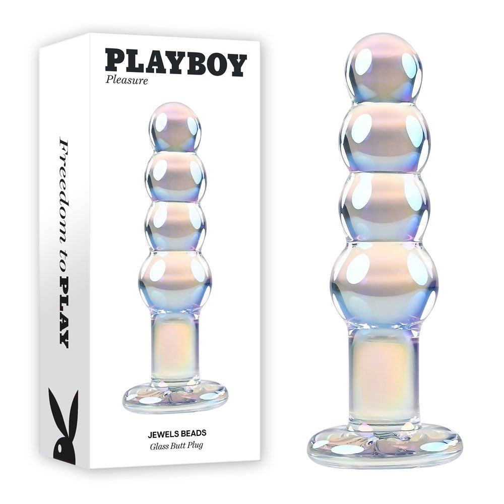 Playboy -  pleasure - jewel beads - butt plug - Product front view and box side view | Flirtybay.com.au