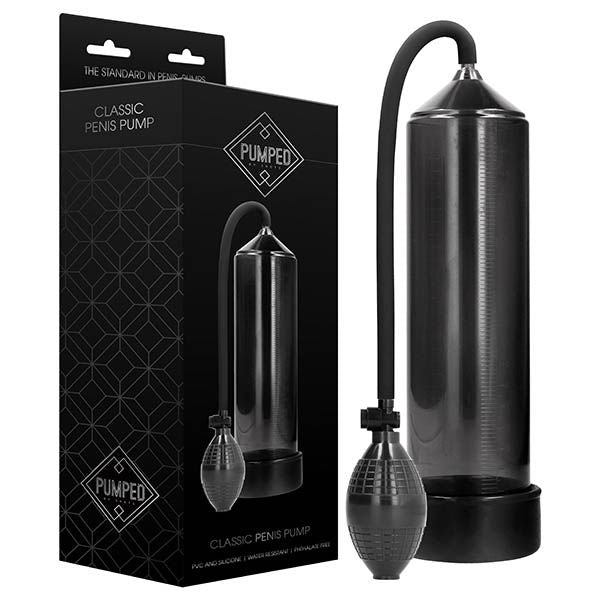 Pumped - classic penis pump - Product front view and box front view | Flirtybay.com.au