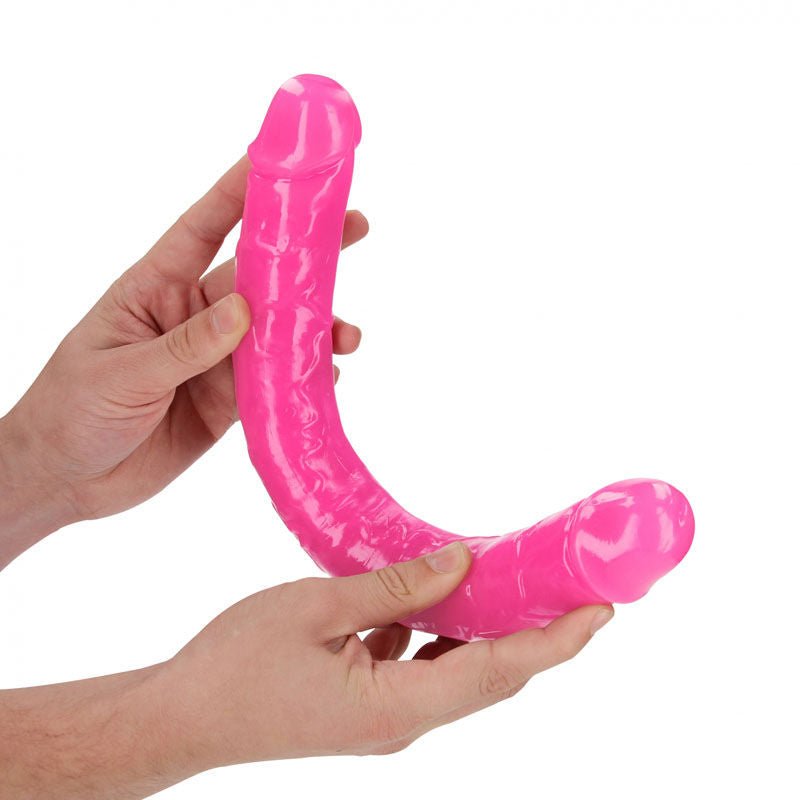 Realcock - 14.9" double dong glow - Pink, Product side view  | Flirtybay.com.au