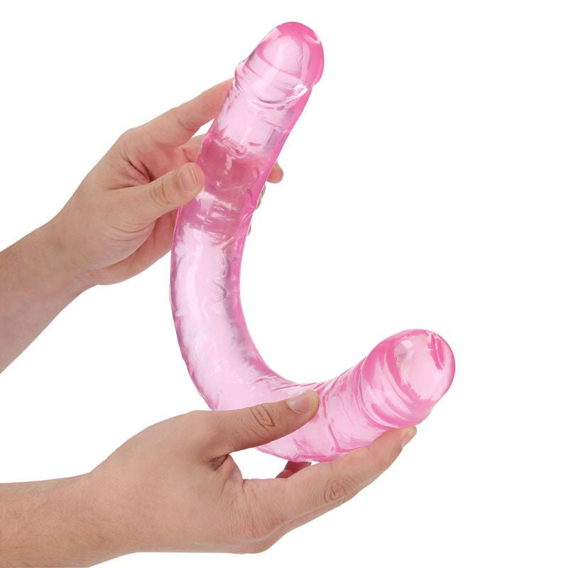 Realcock - 17.7" double dong - Pink, Product side view  | Flirtybay.com.au