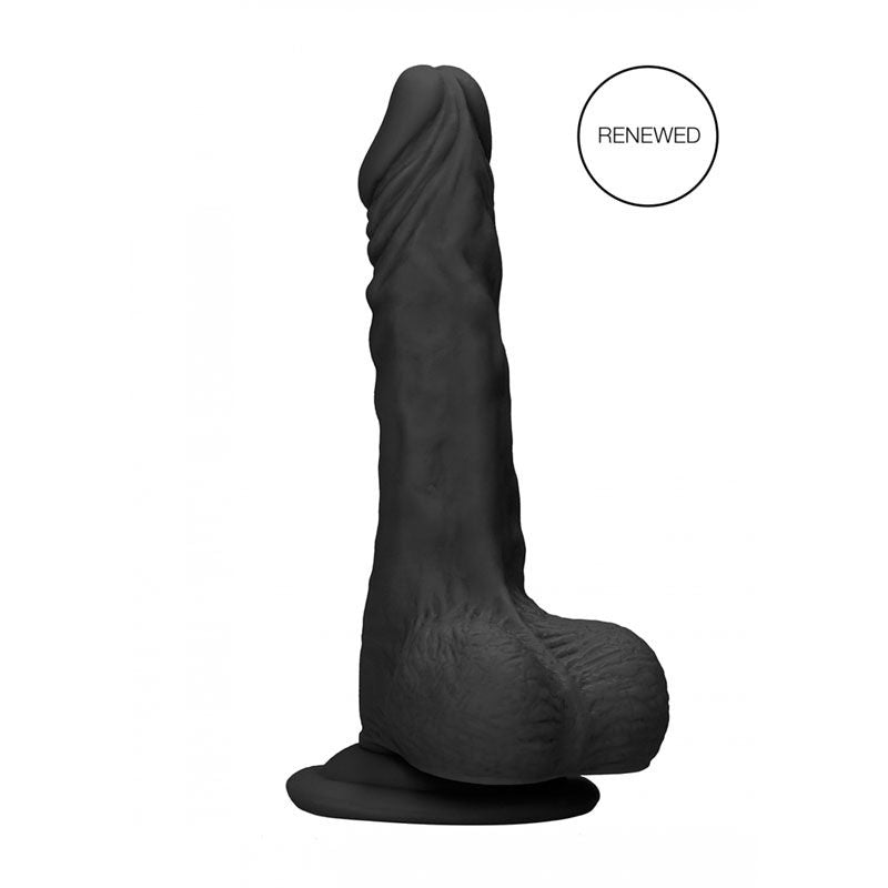 Realcock - 8'' realistic dildo with balls - black, Product front view  | Flirtybay.com.au