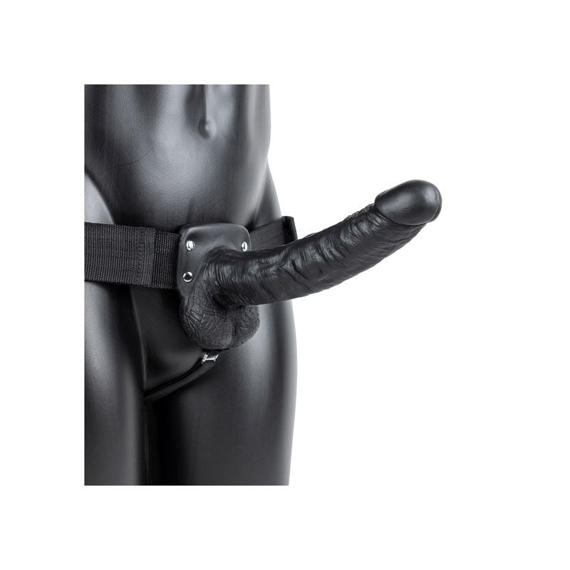 Realcock - 9" hollow strap-on with balls - Product side view  | Flirtybay.com.au