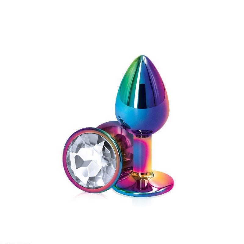 Rear assets - multi - crystal butt plug - S-Product front view  | Flirtybay.com.au
