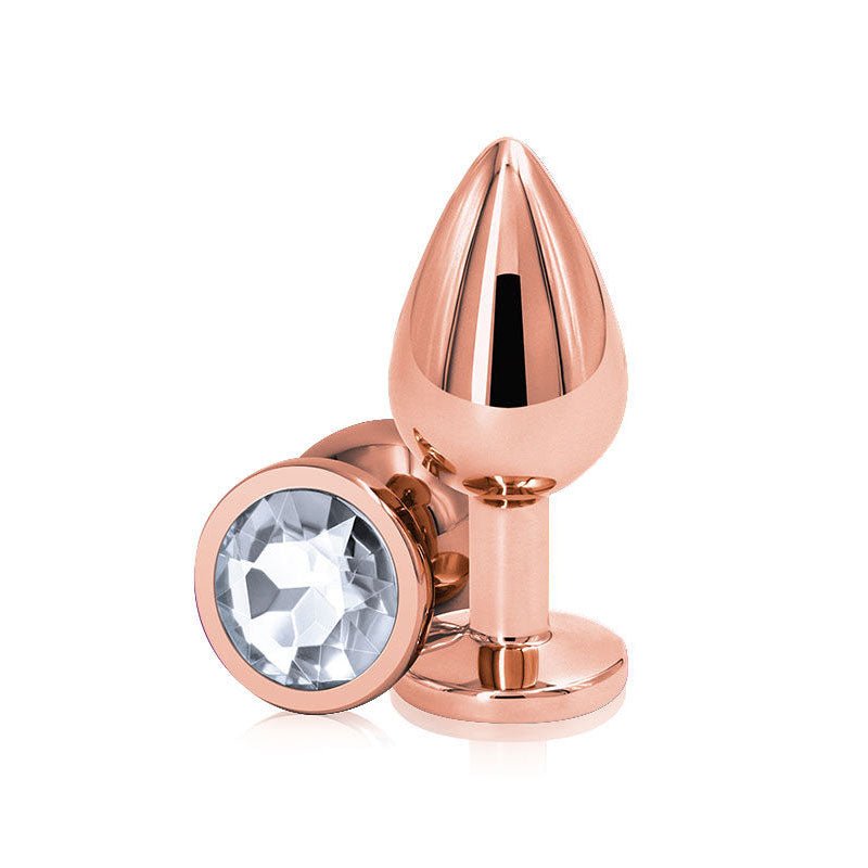 Rear assets - rose gold - crystal butt plug - Product front view  | Flirtybay.com.au