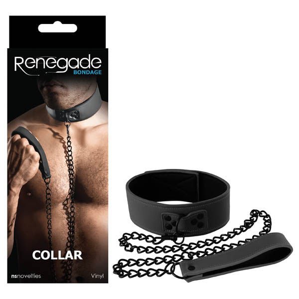 Renegade bondage -  collar and leash - Product front view and box front view | Flirtybay.com.au