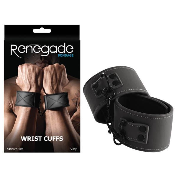 Renegade bondage - wrist cuffs - Product front view and box front view | Flirtybay.com.au