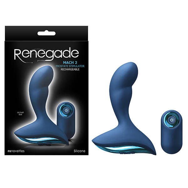 Renegade - mach ii - remote control prostate massager - Product front view and box front view | Flirtybay.com.au