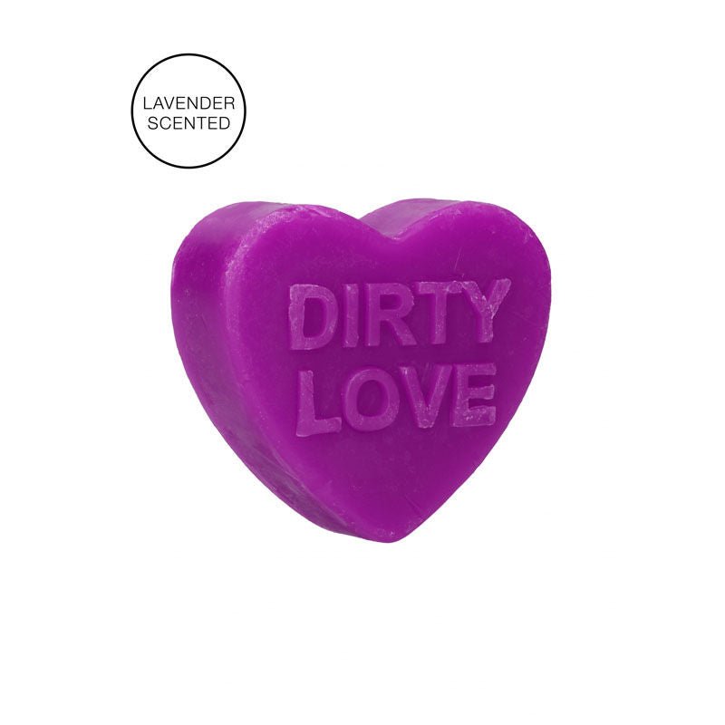 S-line heart soap - dirty love - lavender, Product front view  | Flirtybay.com.au