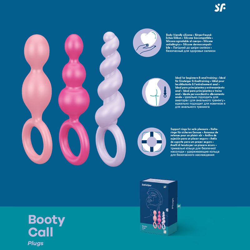 Satisfyer booty call - butt plugs -  pink, Product front view  | Flirtybay.com.au