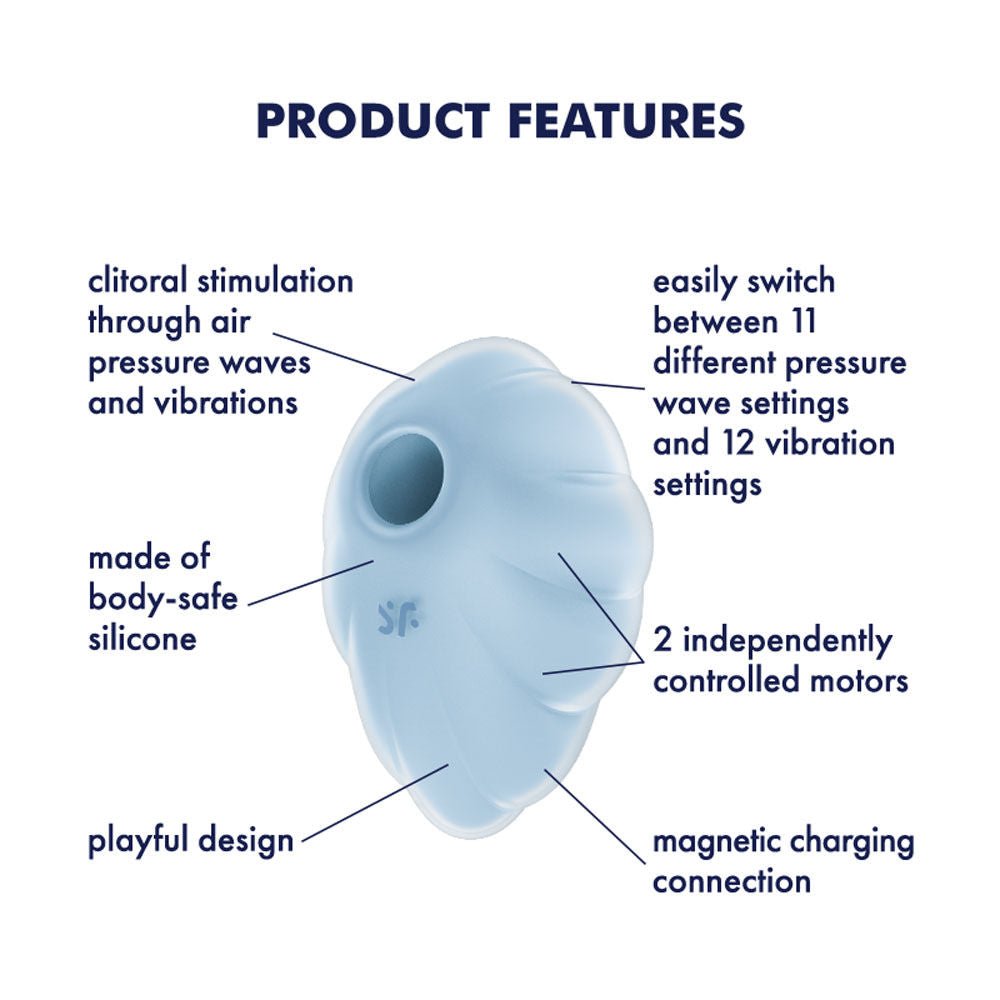 Satisfyer cloud dancer - pressure wave clitoral vibrator - Product side view  | Flirtybay.com.au