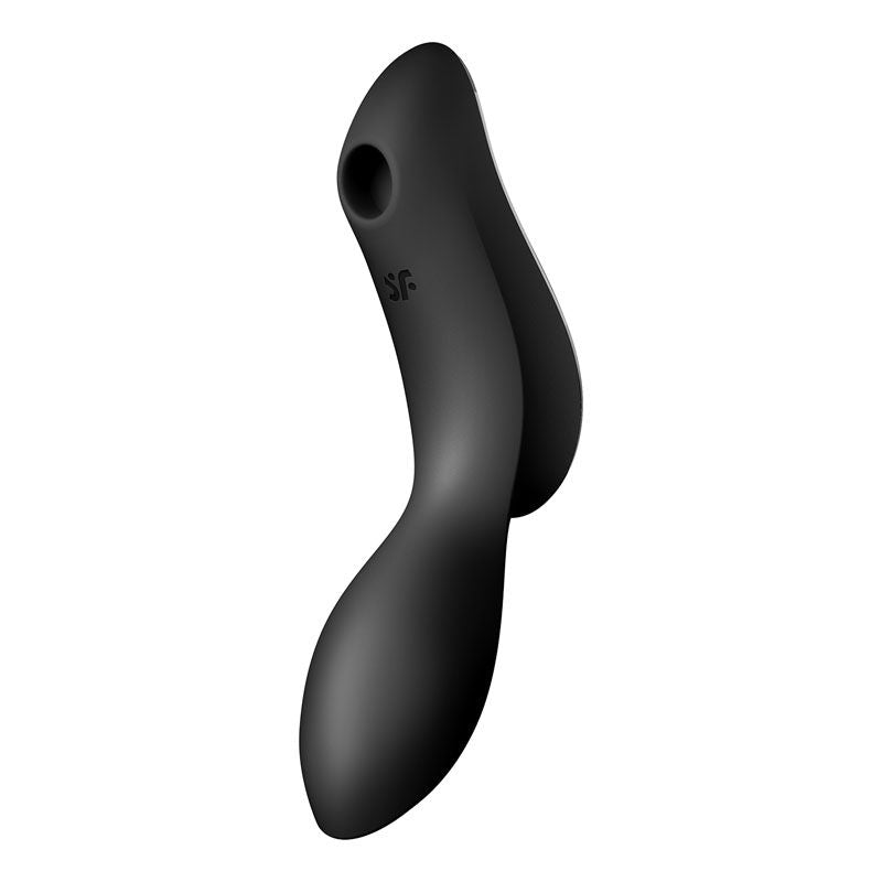 Satisfyer - curvy trinity 2 - clitoral suction stimulator - Black, Product side view  | Flirtybay.com.au