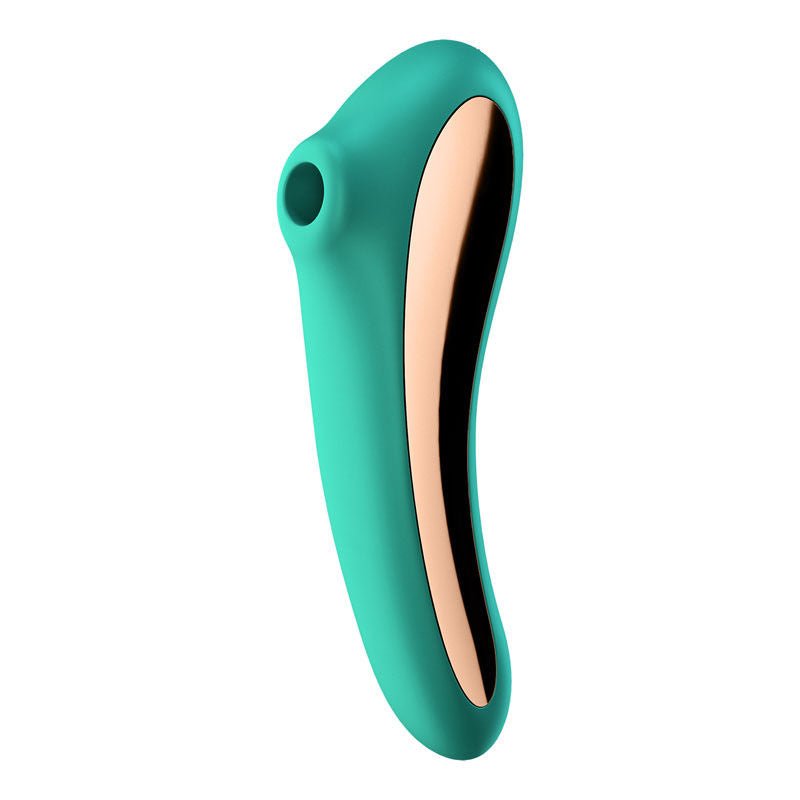 Satisfyer - dual kiss - clitoral suction stimulator - Turquoise, Product side view  | Flirtybay.com.au