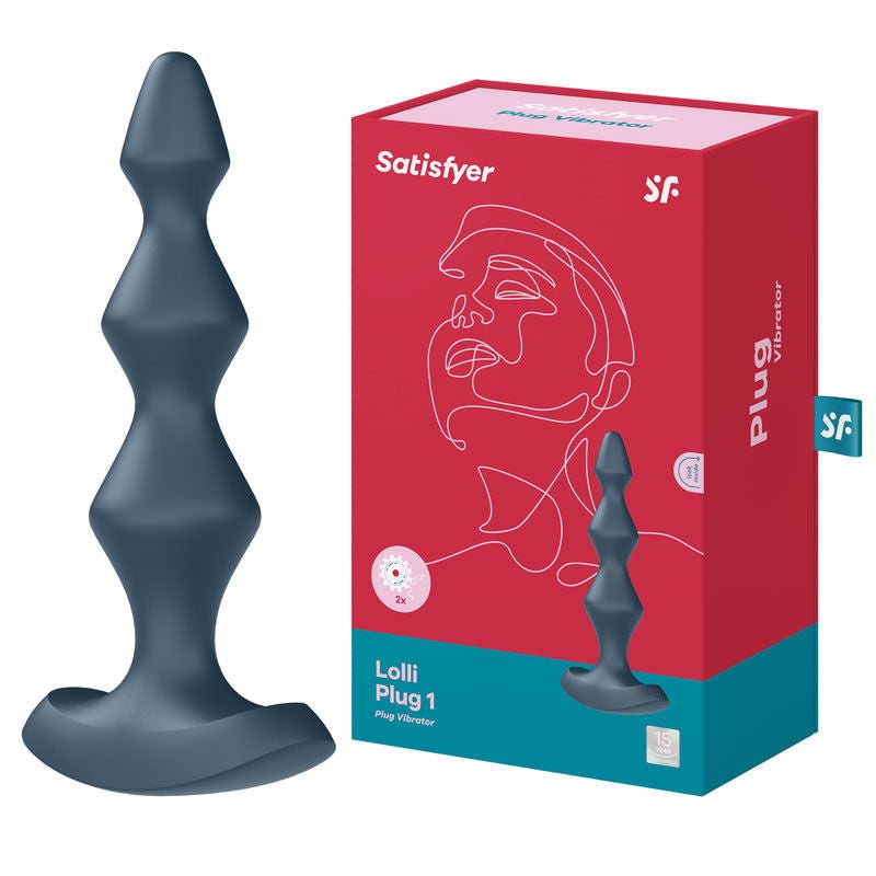Satisfyer - lolli-plug 1 - butt plug - Dark-Teal, Product side view and box side view | Flirtybay.com.au