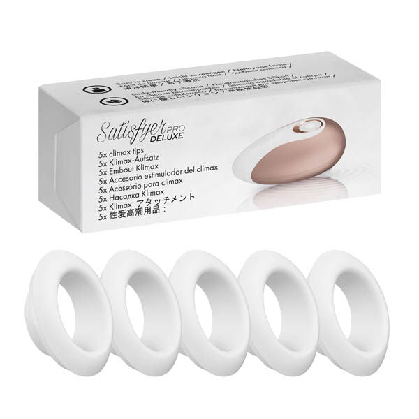 Satisfyer - pro deluxe climax heads - Product side view and box side view | Flirtybay.com.au