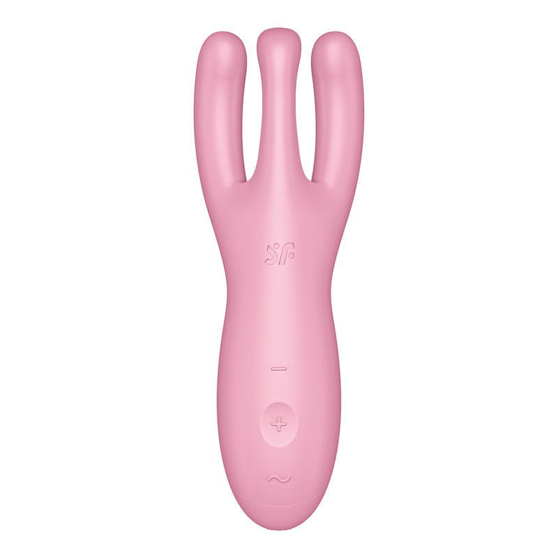 Satisfyer - threesome 4 - app controlled clitoral vibrator - Pink, Product front view  | Flirtybay.com.au